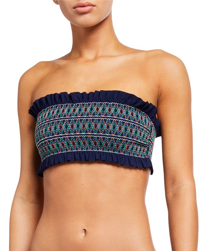Costa Smocked Bandeau Bikini Top